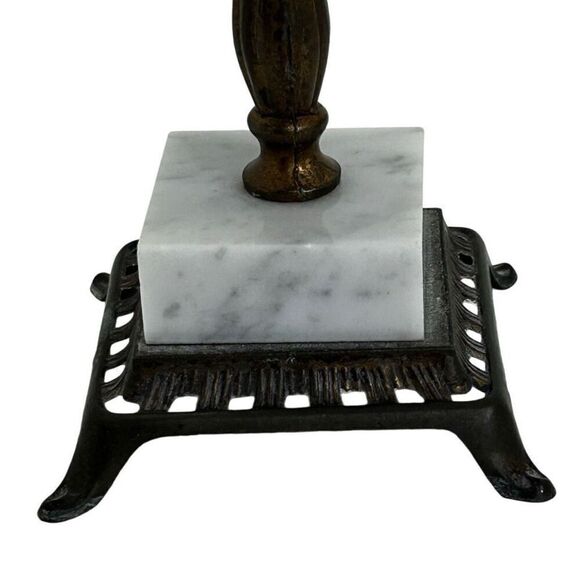 Rare Mid-Century Mail Holder Stand 12” Modern Brass Feather Design Marble Base - Picture 4 of 10